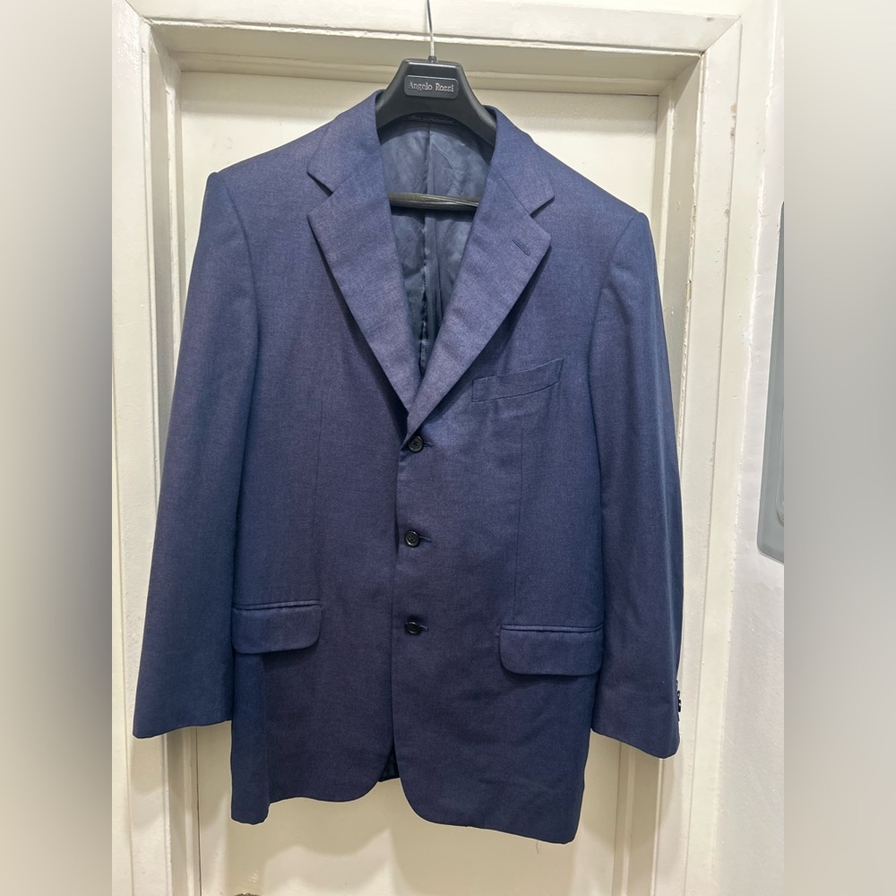 Ermenegildo Zegna Men Blue Cashmere Silk Blazer Sport Coat Suit Jacket Size 52R